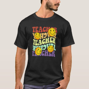 leraar retro zonnebloem glimlacht terug naar schoo t-shirt