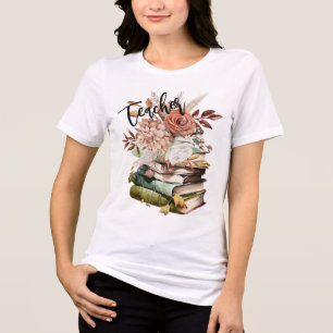 Leraar school bloemenboeken vintage Tri-Blend shirt