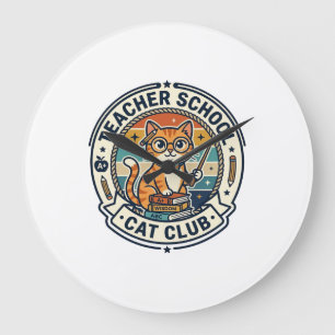 Leraar School Kat Schattig Kitty Ontwerp - Leraar Grote Klok