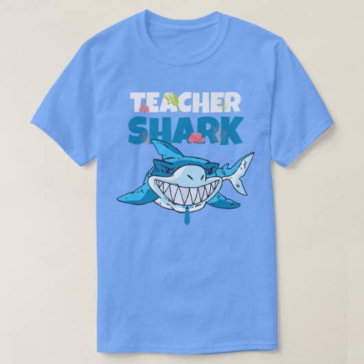 Leraar Shark Funny Blue Smiling Sharp Teeth Fish T-shirt (Design voorkant)