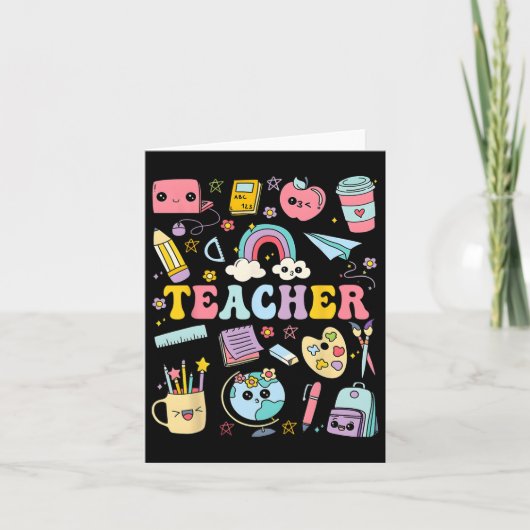 Leraar Shirt Groovy leraar Terug naar school voor Kaart (Voorkant)