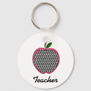 Leraar Sleutelhanger — Houndstooth Apple met roz