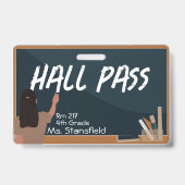 Leraar Student Chalkboard Classroom Hall Pass Badge (Voorzijde)