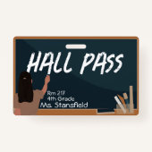 Leraar Student Chalkboard Classroom Hall Pass Badge (Voorkant)