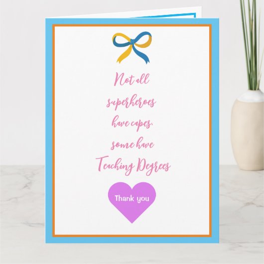 Leraar Super Hero Hartelijk dank Kaart (Voorkant)