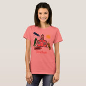 Leraar T Shirt - Schoolhouse en Crayons (Voorkant volledig)
