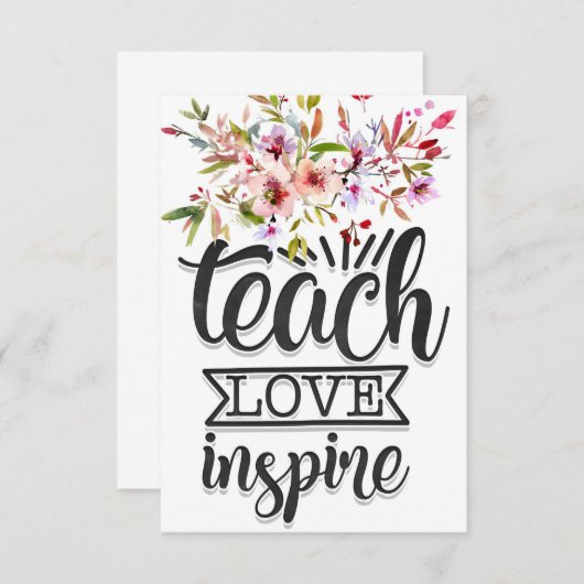 Leraar Teach Love Inspire Bedankkaart (Voorkant / Achterkant)