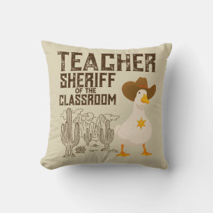 Leraar Terug naar school Cowboy Retro Goose Funny Kussen