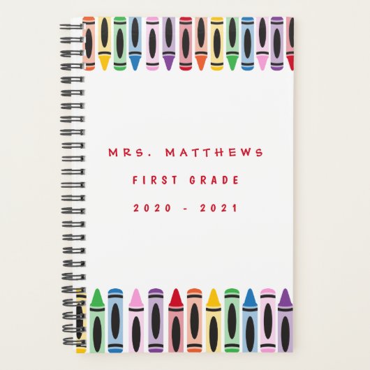 Leraar Terug naar schoolklapkleurkrayon Planner (Voorkant)