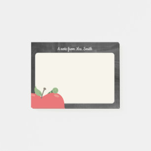 Leraar Tutor Leuke Apple & Worm Rustiek krijtbord Post-it® Notes
