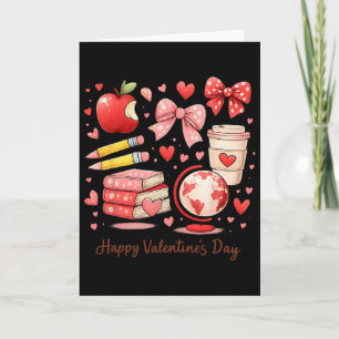 Leraar Valentijnsdag Cute Schoolbenodigdheden Appl Kaart