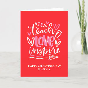 Leraar Valentijnsdag Teach Love Inspire Quote Bedankkaart