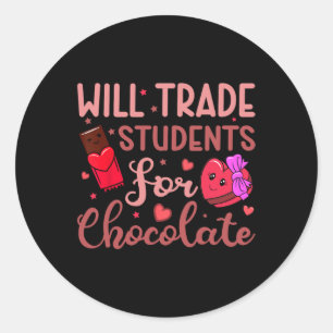 Leraar Valentine Wisselt Studenten Voor Chocolade Ronde Sticker