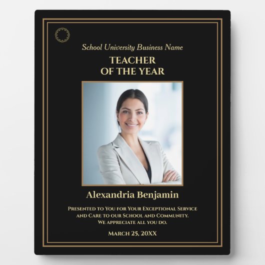 Leraar van het jaar Foto Gold Personalize Award Fotoplaat (Voorkant)