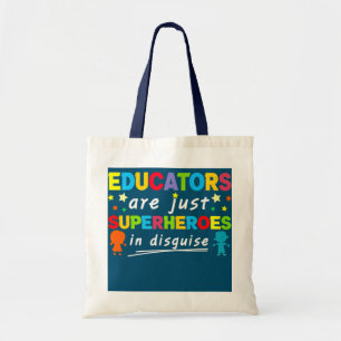 Leraar van het onderwijs is slechts superhelden in tote bag