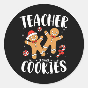 Leraar van slimme koekjes gemberkoek Kerstmis Ronde Sticker