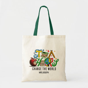 Leraar Verander De Wereld Kleurrijke School Tote Bag