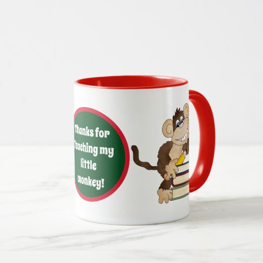 Leraar voegt bericht kleine aap koffie-mok toe mok (Voorkant rechts)