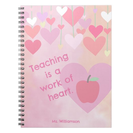 Leraar Waardering Bedankt Apple Hart Monogram Notitieboek (Voorkant)