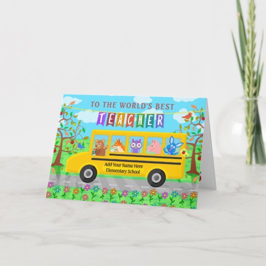 Leraar waardering dank u | Leuke busdieren Kaart (Voorkant)
