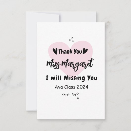 Leraar waardering Dank u School Custom Bedankkaart (Voorkant)