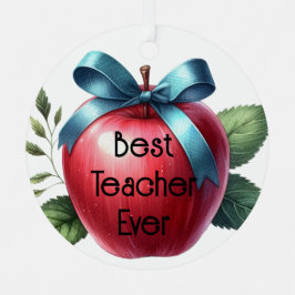 Leraar Waardering Gepersonaliseerde Appels en Boge Metalen Ornament