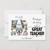 Leraar Waardering Gnoom School Desk Bedankkaart (Voorkant)