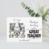 Leraar Waardering Gnoom School Desk Bedankkaart (Staand voorkant)
