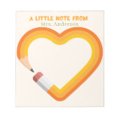 Leraar waardering hart potlood Custom Notitieblok (Voorkant)