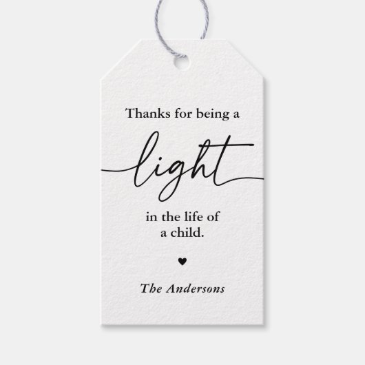 Leraar Waardering Kaars Cadeaulabel (Voorkant)