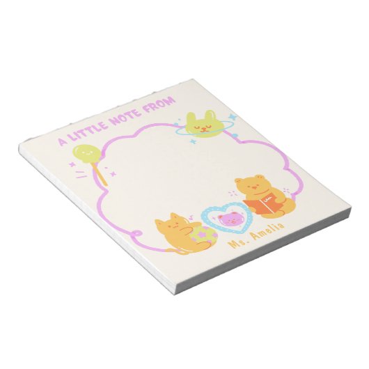 Leraar waardering Kleuterschool Kat Beer Aangepast Notitieblok (Schuin)