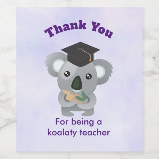Leraar waardering Koala Pun Wijn Etiket (Enkel label)
