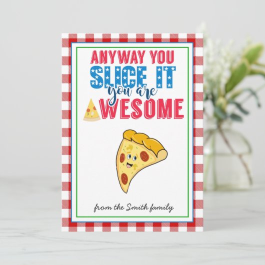Leraar Waardering Pizza Gift Teacher Slice It Kaart (Staand voorkant)