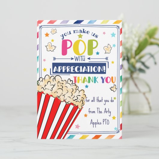 leraar waardering popcorn dank u KAART HOUDER (Staand voorkant)