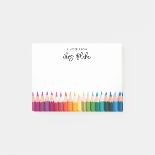 Leraar waardering regenboog potloden post-it® notes (Voorkant)