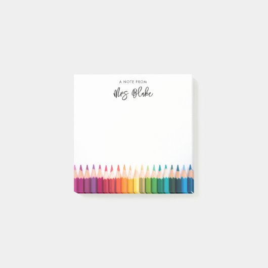 Leraar waardering regenboog potloden post-it® notes (Voorkant)