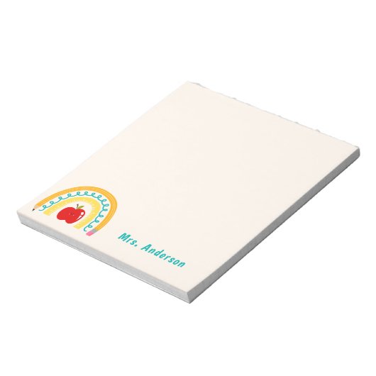 Leraar waardering Retro Rainbow Apple Custom Notitieblok (Gedraaid)