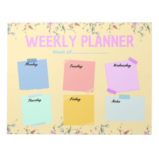 Leraar weekplanner terug naar school notitieblok (Voorkant)