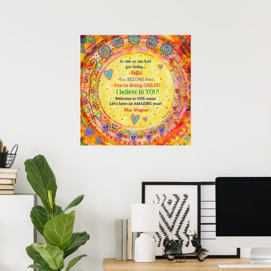 Leraar Welkom Studenten Gepersonaliseerd Klaslokaa Poster (Thuiskantoor)