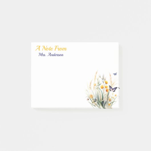 Leraar wilde bloemen aangepaste leraar waardering post-it® notes (Voorkant)