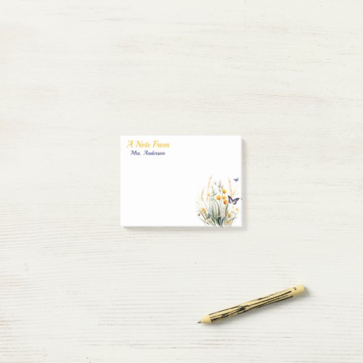 Leraar wilde bloemen aangepaste leraar waardering post-it® notes (Op bureau)