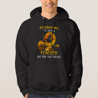 Leraar Witch Riding Broom Black Cat Halloween Cos Hoodie