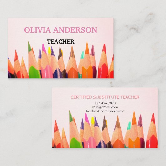 leraar | Witte Visitekaartjes met Tutor (Voorkant / Achterkant)