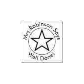 Leraar zegt goed gedaan 	rubberstempel (Afrduk)