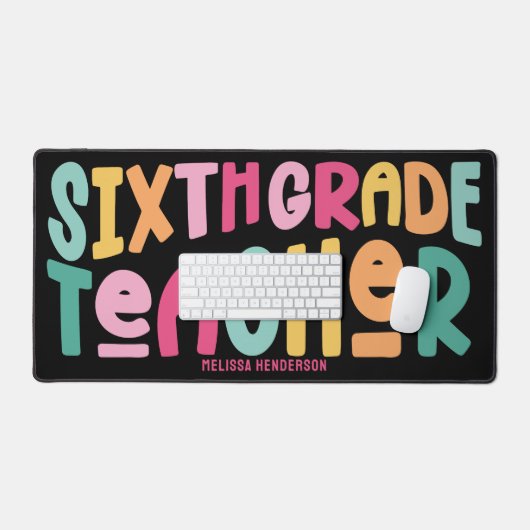 Leraar Zesde Klas Kleurrijke Typografie Bureaumat (Keyboard & Muis)