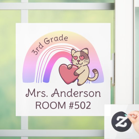 Leraar's Classroom Rainbow Cat Window Cling Decal (Huis)