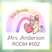 Leraar's Classroom Rainbow Cat Window Cling Decal (Vel 3)