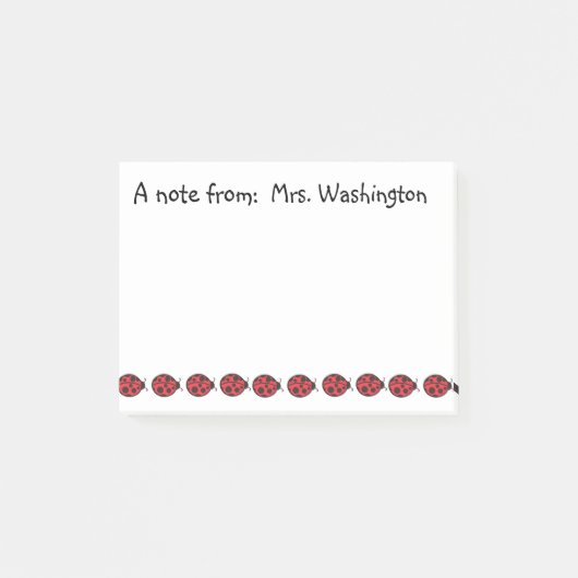 Leraar's School Red Ladybug Post Het Noteert Gift Post-it® Notes (Voorkant)