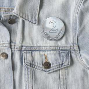 Leraar's Silver 2e Place Award Ronde Button 5,7 Cm