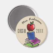 Leraarsgeschenk van de klas Apple met Boek Stack Magneet (Voorkant / Achterkant)
